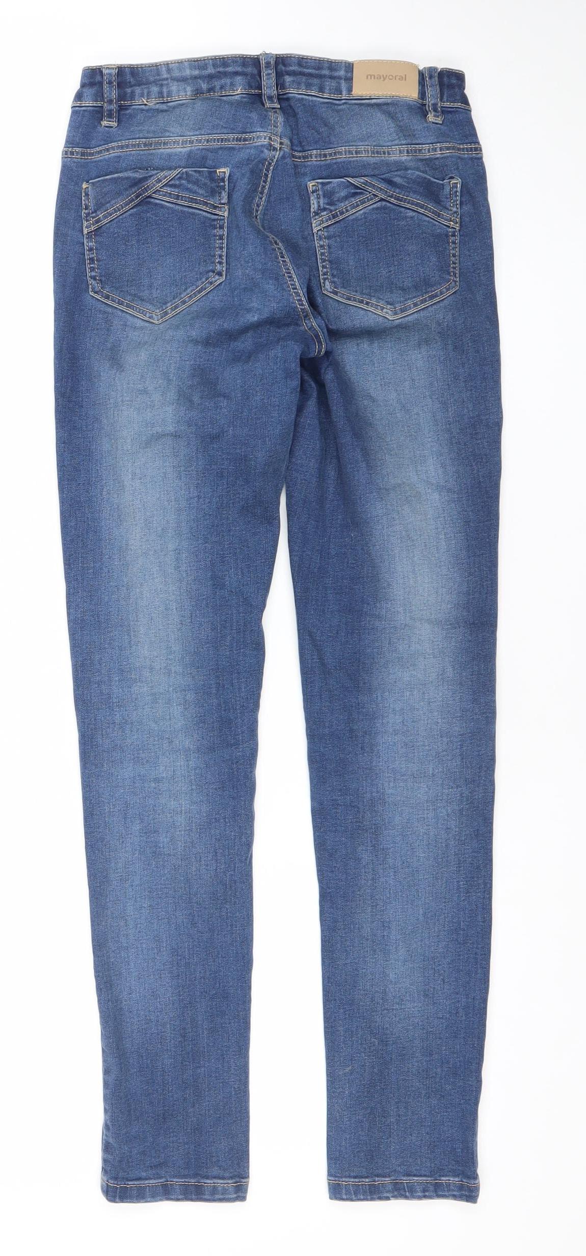 Mayoral Girls Blue Skinny Jeans 12 Years Cotton Blend Slim Fit