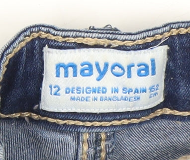 Mayoral Girls Blue Skinny Jeans 12 Years Cotton Blend Slim Fit