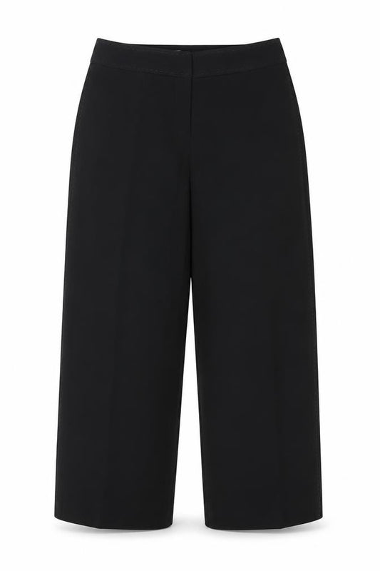 Front view of Coast Women Black Cropped Trousers, size 12, Polyester Blend