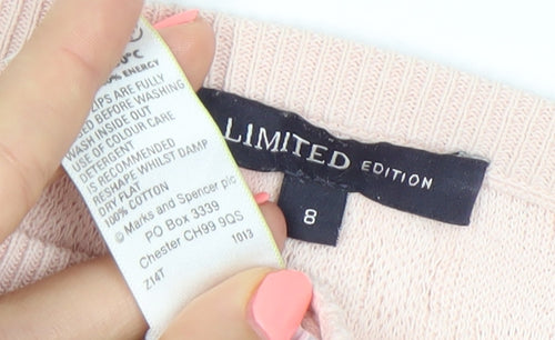 Marks and Spencer Women’s Pink Cotton Jumper Size 8 Pullover Knit