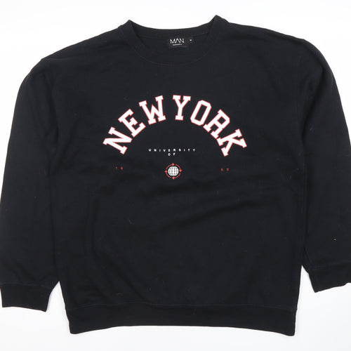 boohooMAN Men’s Black Graphic Print New York Sweatshirt Size M