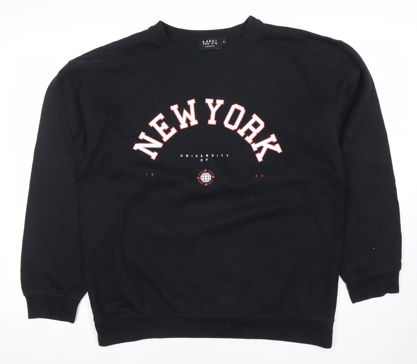 boohooMAN Men’s Black Graphic Print New York Sweatshirt Size M