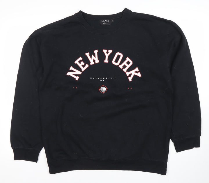 boohooMAN Men’s Black Graphic Print New York Sweatshirt Size M