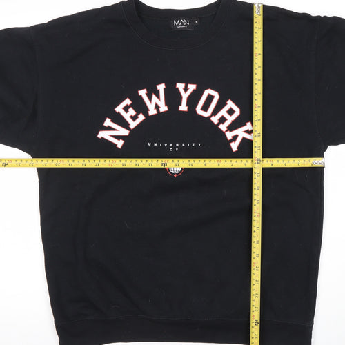 boohooMAN Men’s Black Graphic Print New York Sweatshirt Size M