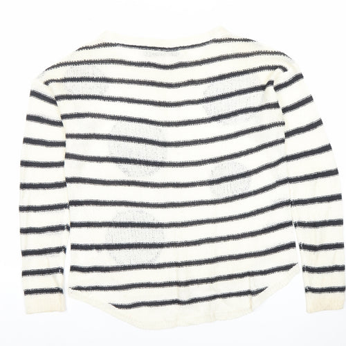 ONLY Womens Black White Striped Polka Dot Knit Jumper Size S