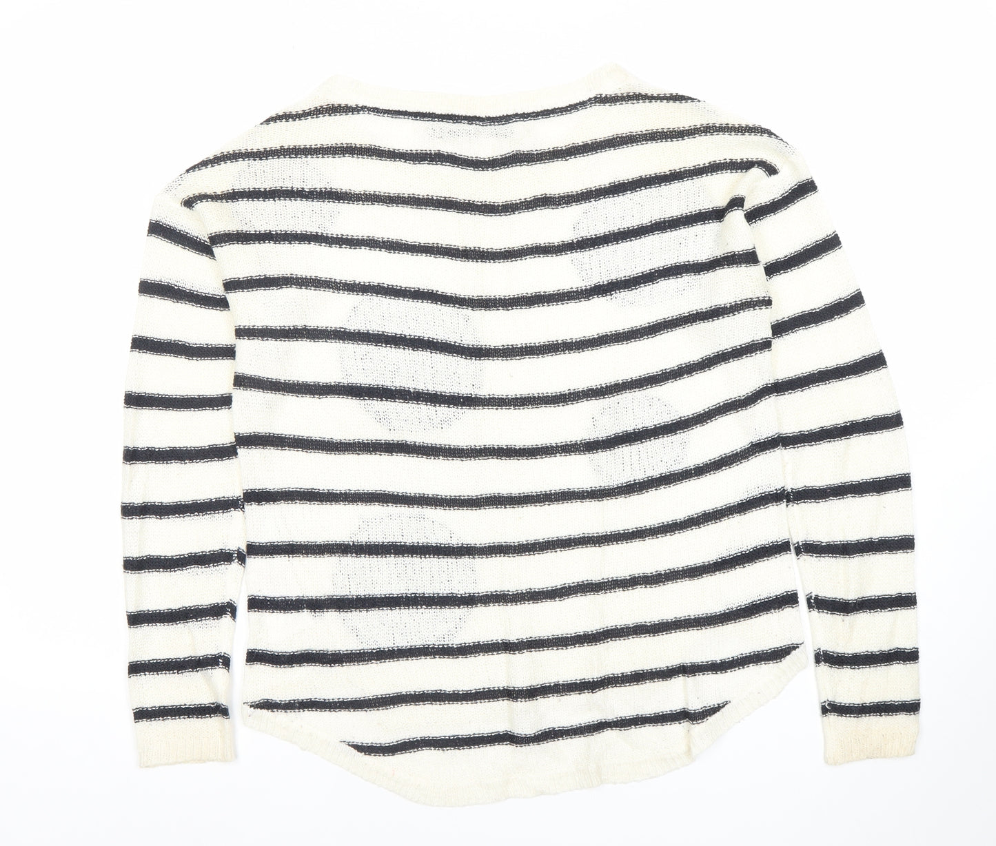 ONLY Womens Black White Striped Polka Dot Knit Jumper Size S