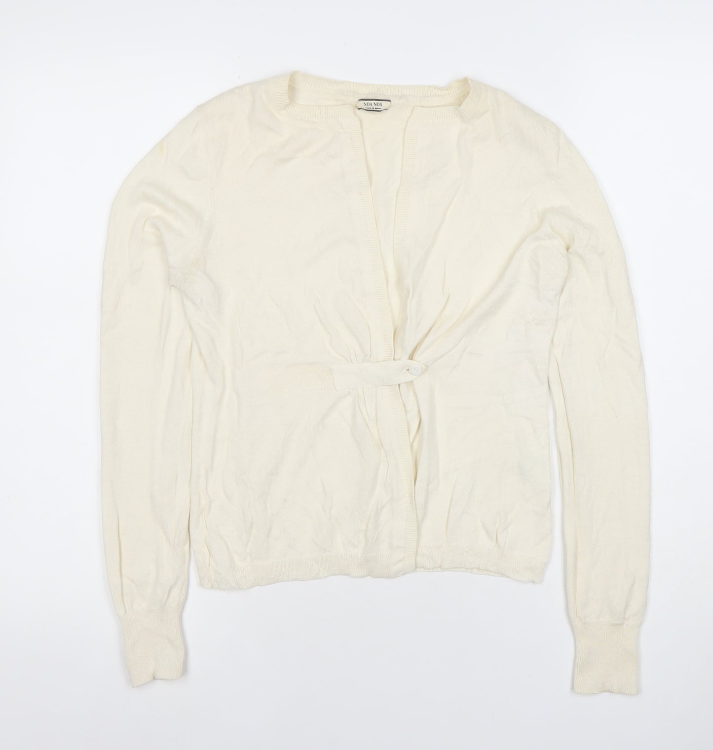 Noa Noa Women Ivory Cotton Long Sleeve Cardigan S