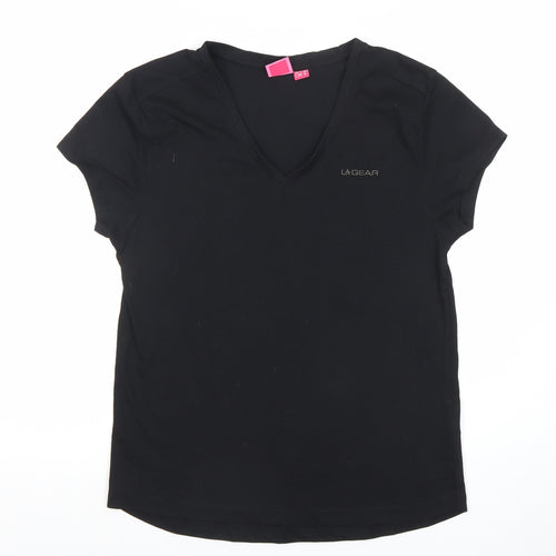 LA Gear Womens Black Size 14 V-Neck Short Sleeve T-Shirt