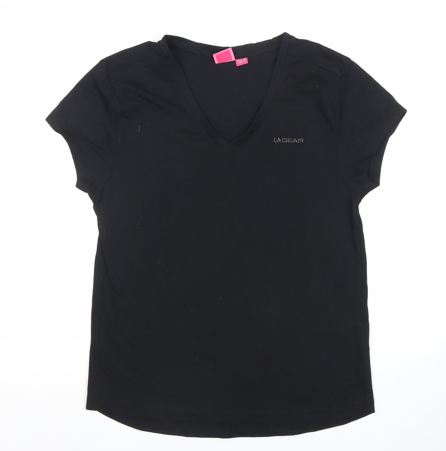 LA Gear Womens Black Size 14 V-Neck Short Sleeve T-Shirt