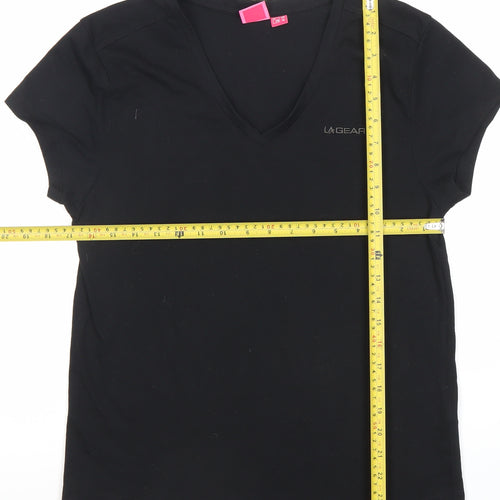 LA Gear Womens Black Size 14 V-Neck Short Sleeve T-Shirt
