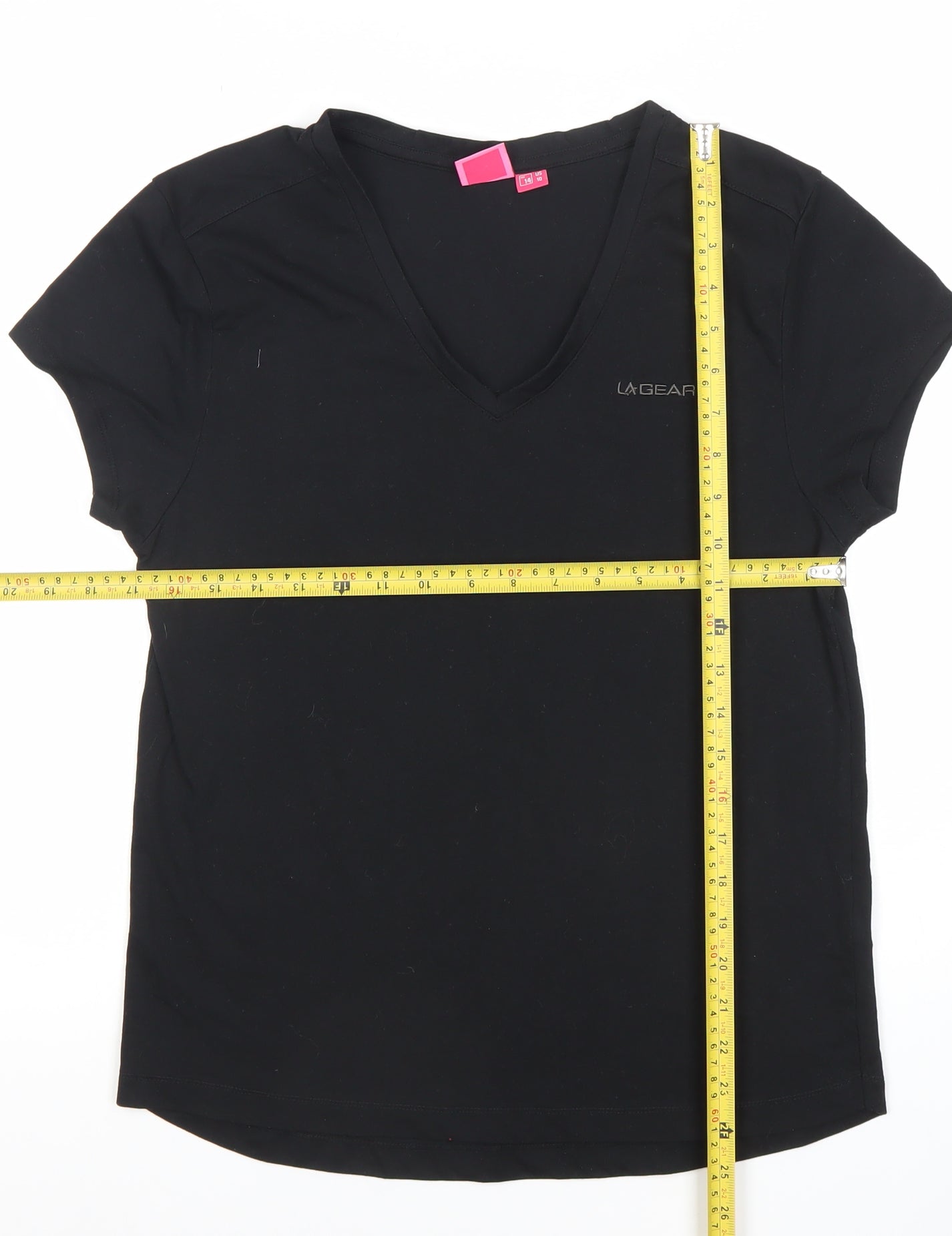 LA Gear Womens Black Size 14 V-Neck Short Sleeve T-Shirt