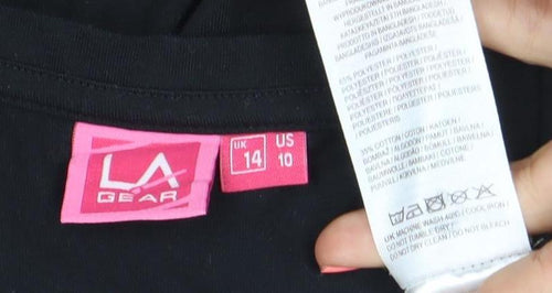 LA Gear Womens Black Size 14 V-Neck Short Sleeve T-Shirt