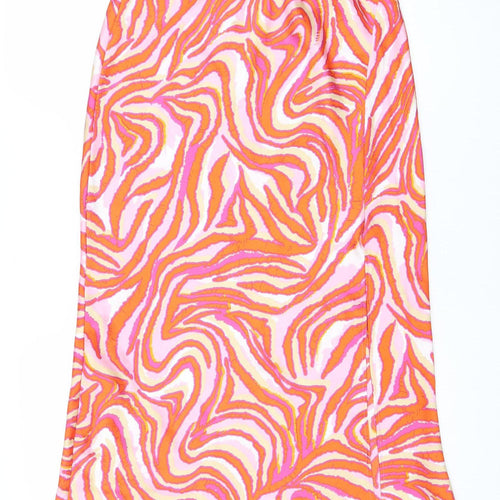 Dunnes Stores Womens Pink Orange Animal Print Pencil Skirt Size 12