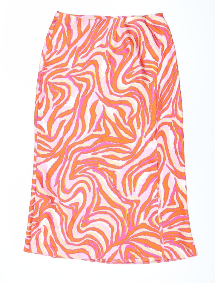 Dunnes Stores Womens Pink Orange Animal Print Pencil Skirt Size 12