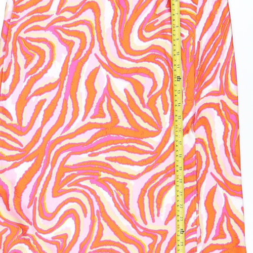 Dunnes Stores Womens Pink Orange Animal Print Pencil Skirt Size 12