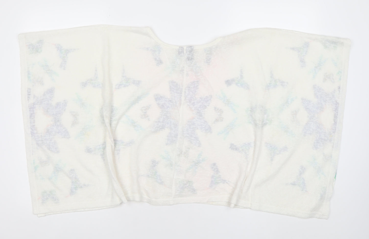 Izabel London Women’s White Kimono Sleeve Blouse Top S Butterfly Bird Print