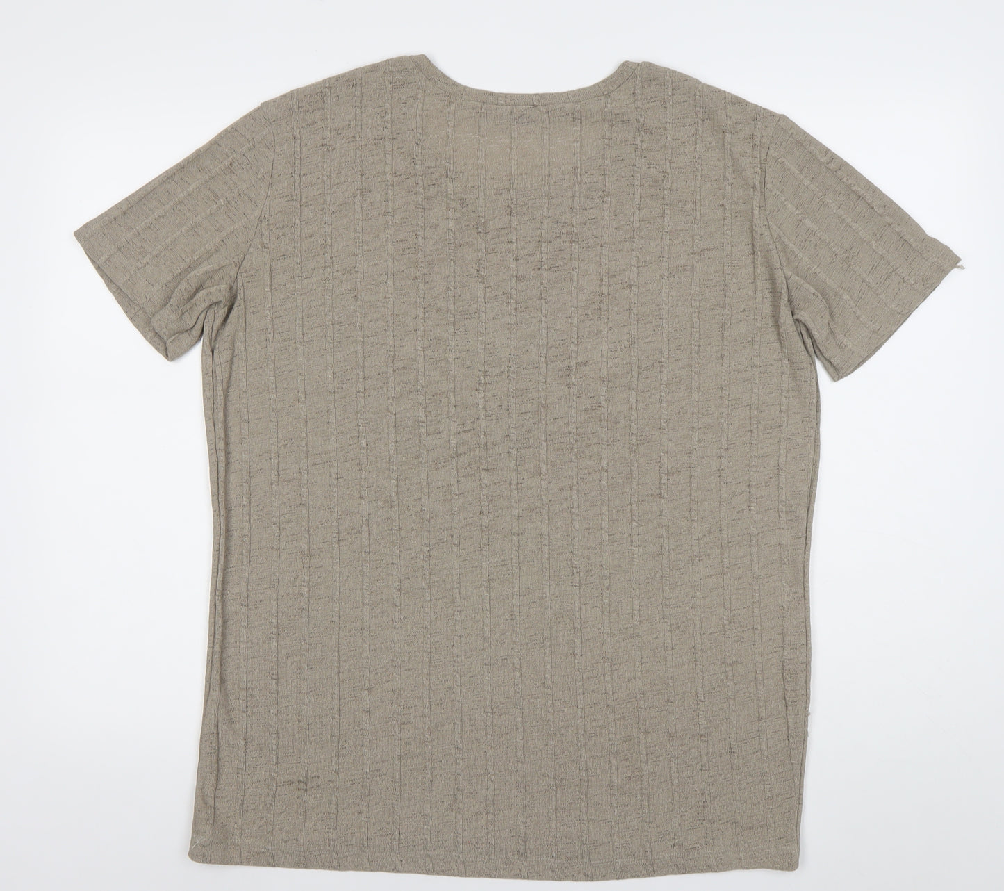 Zara Women Beige Cotton Henley Jumper Size 12 Short Sleeve