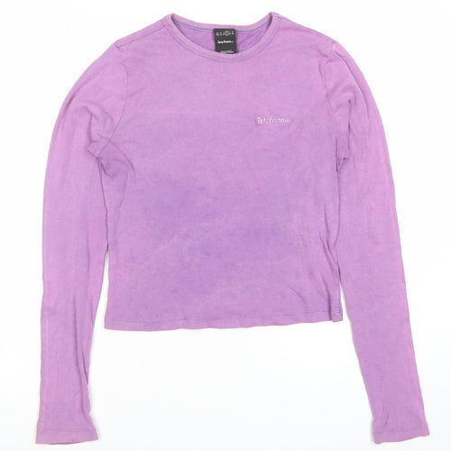 iets frans Women Purple Long Sleeve Cotton Jersey T-Shirt Size M