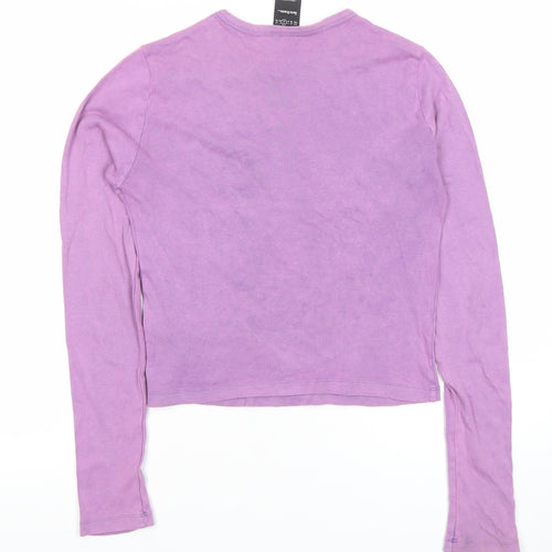 iets frans Women Purple Long Sleeve Cotton Jersey T-Shirt Size M