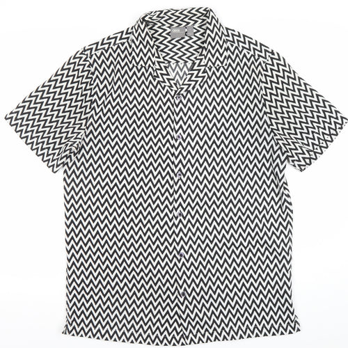 ASOS Unisex Black White Geometric Button-Up Shirt Size M