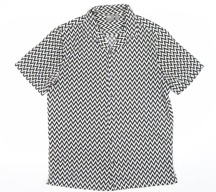 ASOS Unisex Black White Geometric Button-Up Shirt Size M