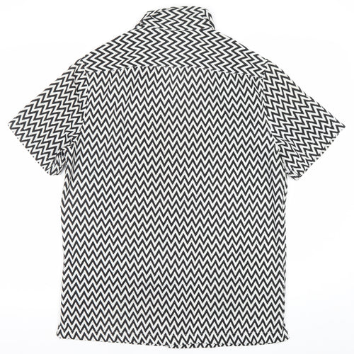 ASOS Unisex Black White Geometric Button-Up Shirt Size M