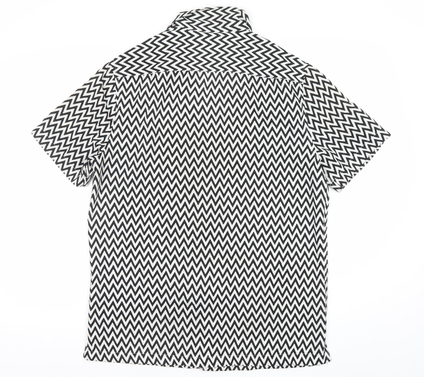 ASOS Unisex Black White Geometric Button-Up Shirt Size M