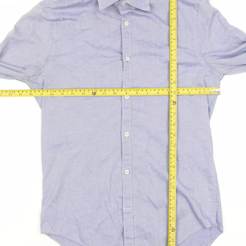 Zara Man Slim Fit Blue Striped Cotton Long Sleeve Shirt S