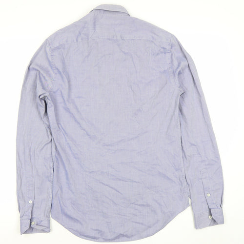 Zara Man Slim Fit Blue Striped Cotton Long Sleeve Shirt S