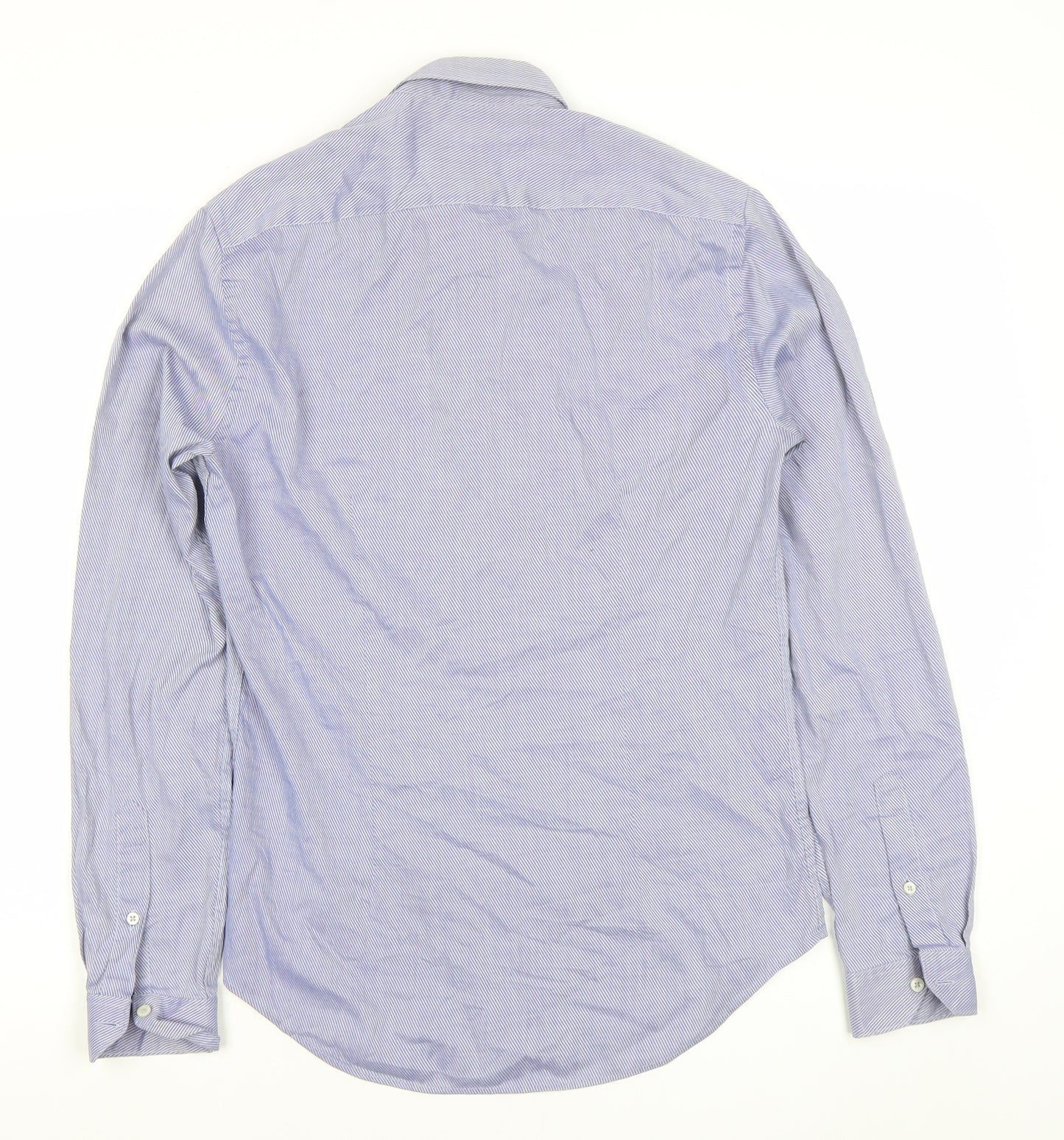 Zara Man Slim Fit Blue Striped Cotton Long Sleeve Shirt S