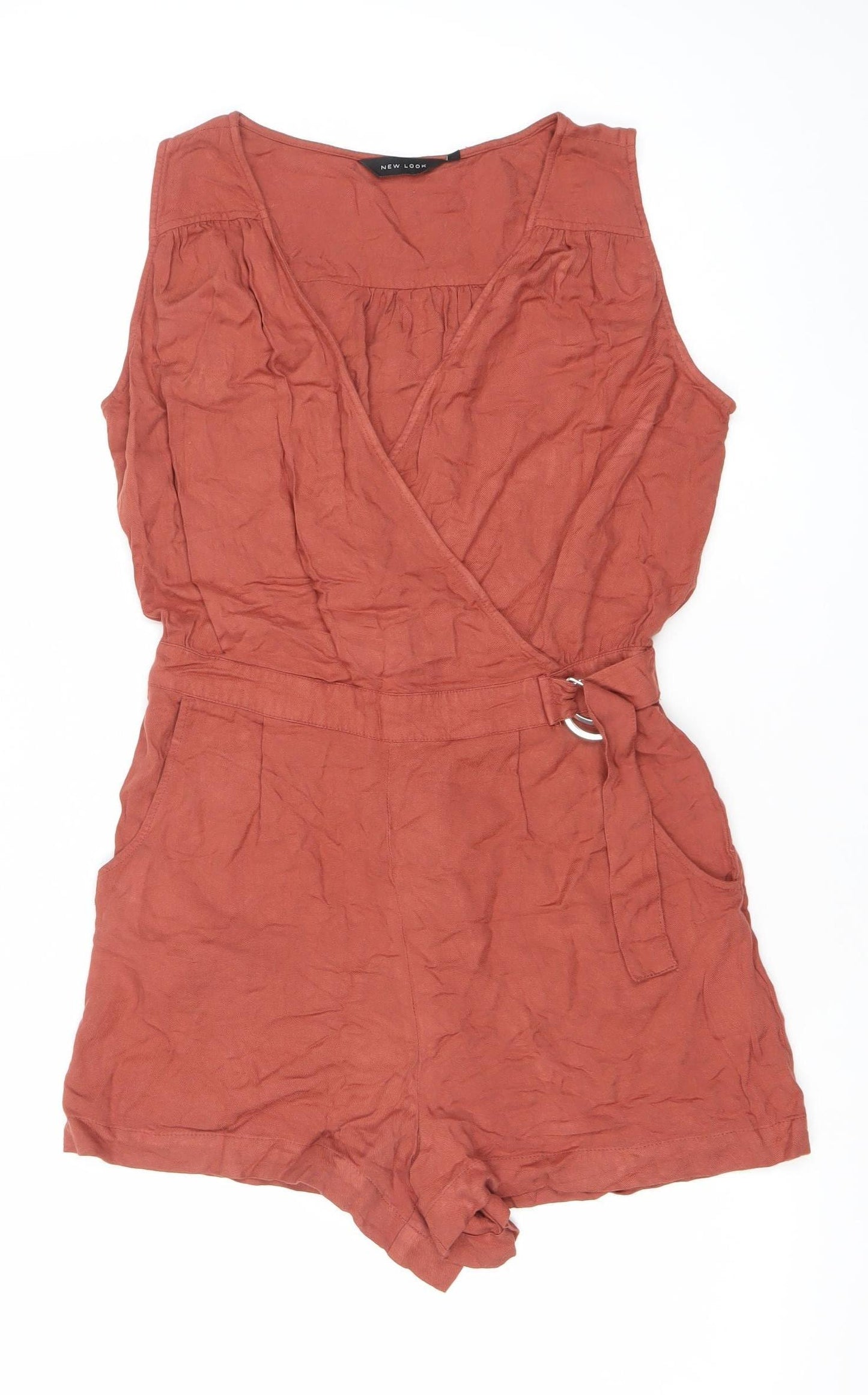 New Look Women Brown Size 10 Viscose Sleeveless Playsuit