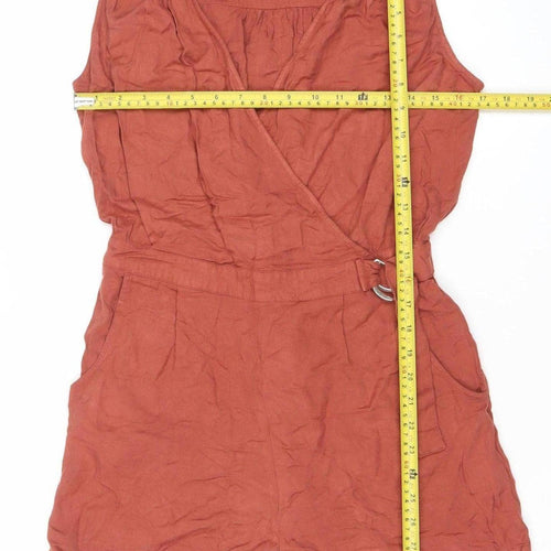 New Look Women Brown Size 10 Viscose Sleeveless Playsuit