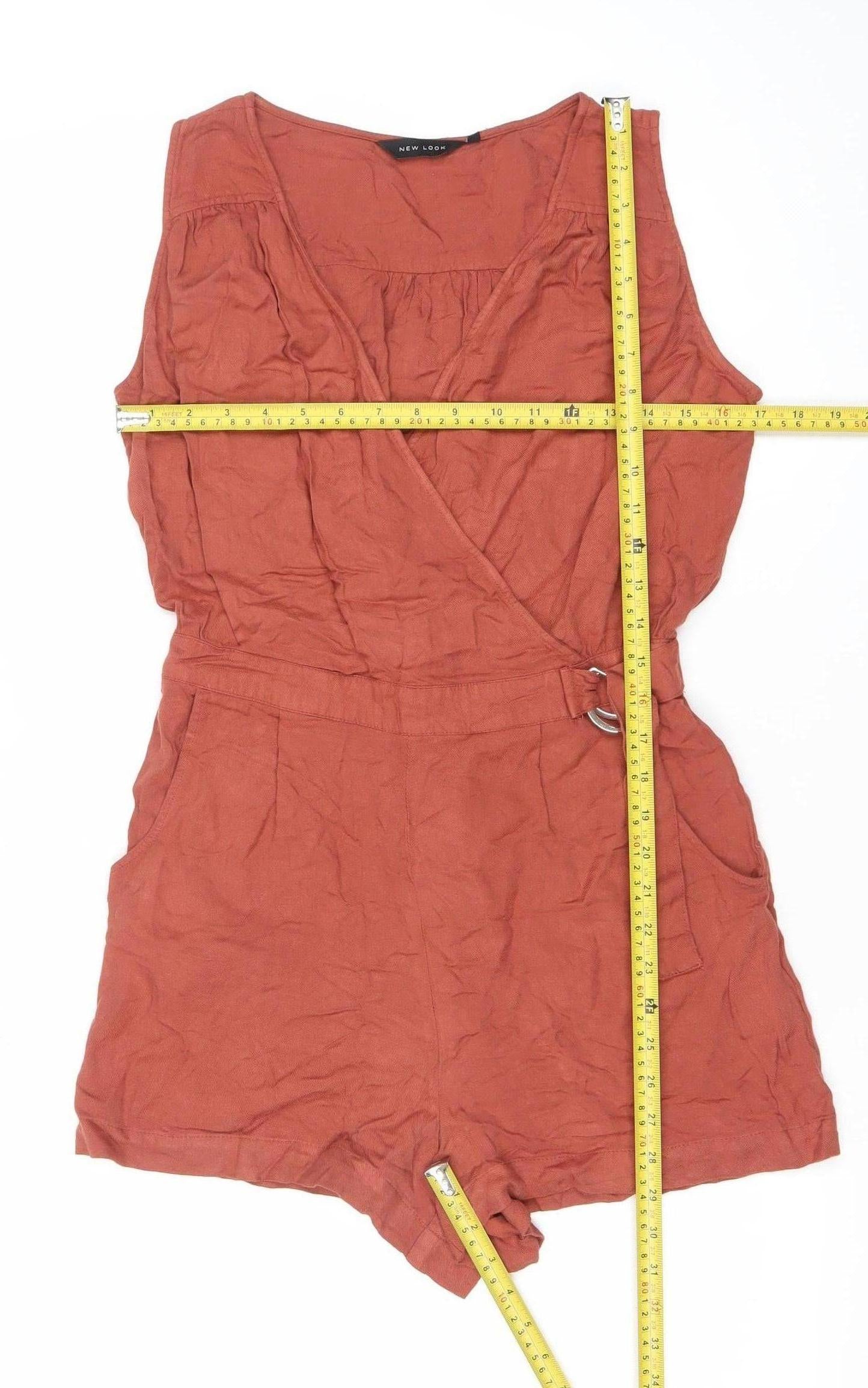 New Look Women Brown Size 10 Viscose Sleeveless Playsuit