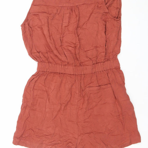 New Look Women Brown Size 10 Viscose Sleeveless Playsuit