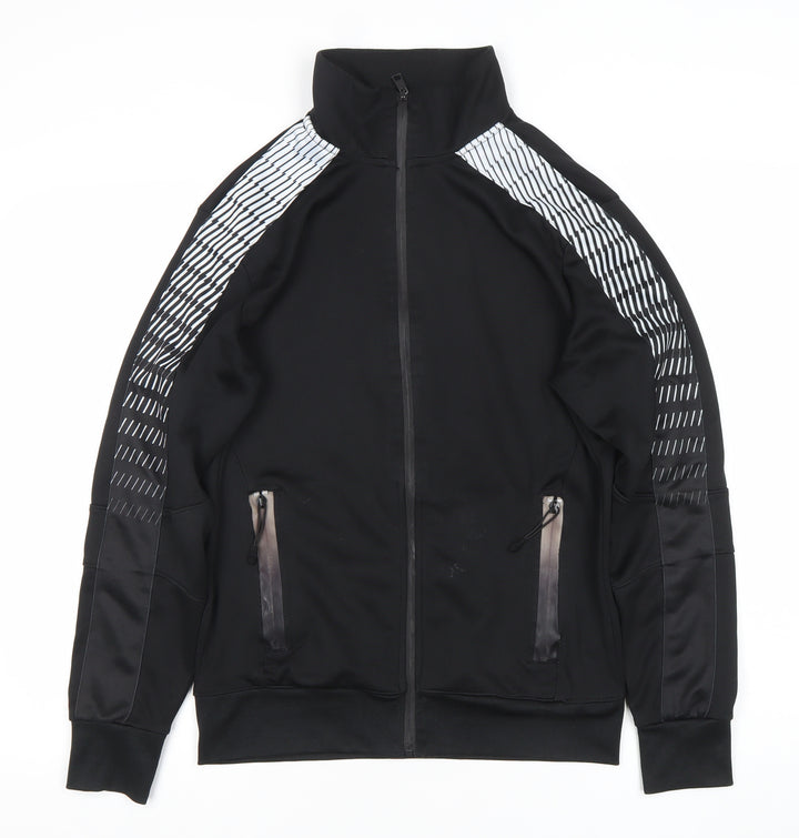 Bershka Men’s Black Full Zip Sweatshirt with Pockets Size S