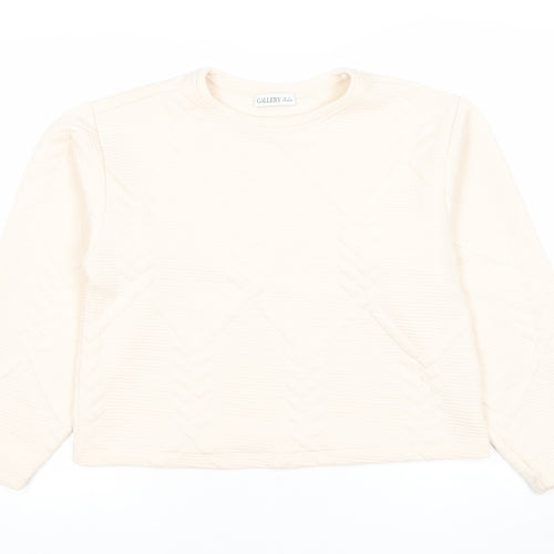 Gallery Women Ivory Long Sleeve Pullover Sweatshirt Medium