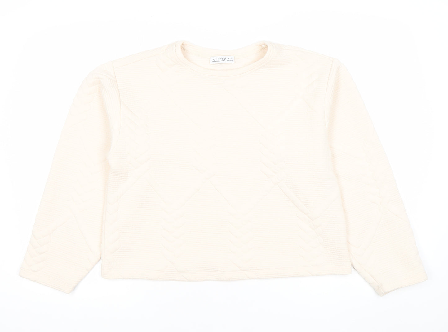 Gallery Women Ivory Long Sleeve Pullover Sweatshirt Medium