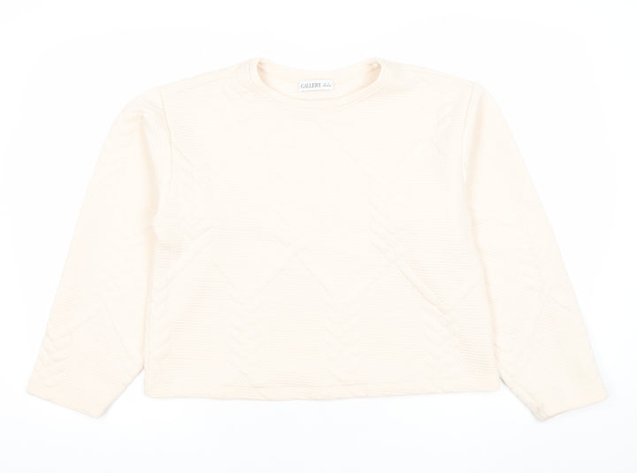Gallery Women Ivory Long Sleeve Pullover Sweatshirt Medium