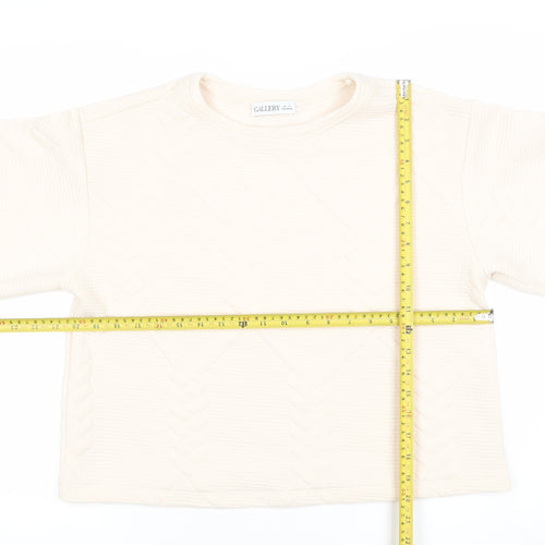 Gallery Women Ivory Long Sleeve Pullover Sweatshirt Medium