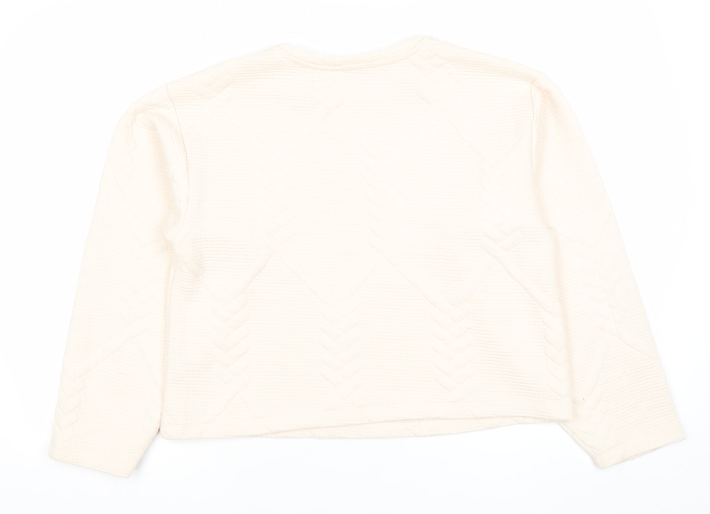 Gallery Women Ivory Long Sleeve Pullover Sweatshirt Medium