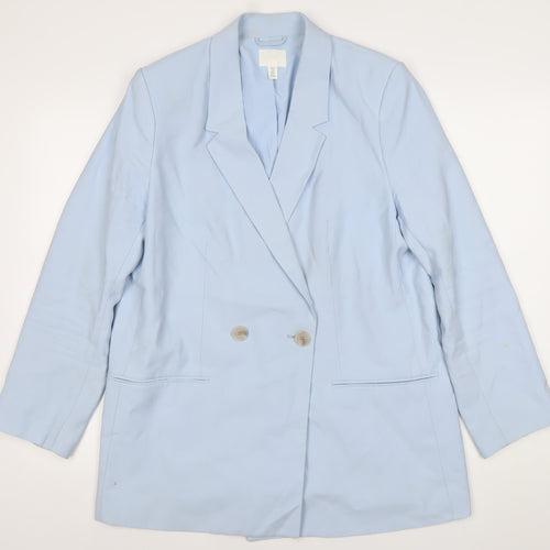 H&M Women’s Blue Double-Breasted Blazer Size 12 Regular