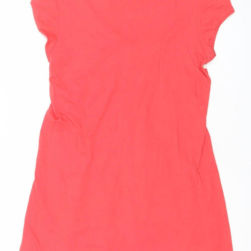 Topshop Womens Red Stripe Skater Dress Size 14 Cotton Modal Casual