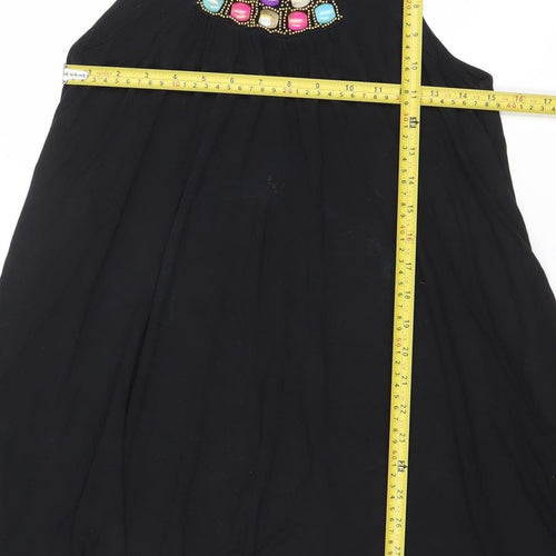 Limited Womens Black Beaded Trapeze Party Dress Size 12