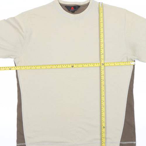 One Valley Men’s Beige Crew Neck Short Sleeve T-Shirt L Cotton Blend
