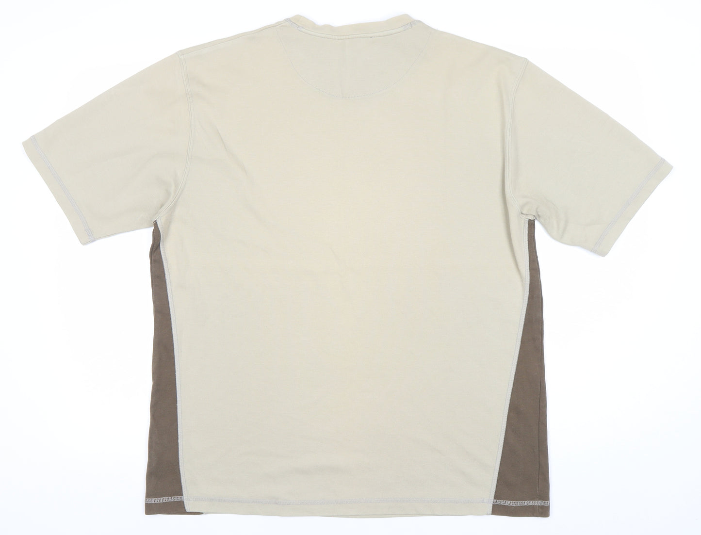 One Valley Men’s Beige Crew Neck Short Sleeve T-Shirt L Cotton Blend