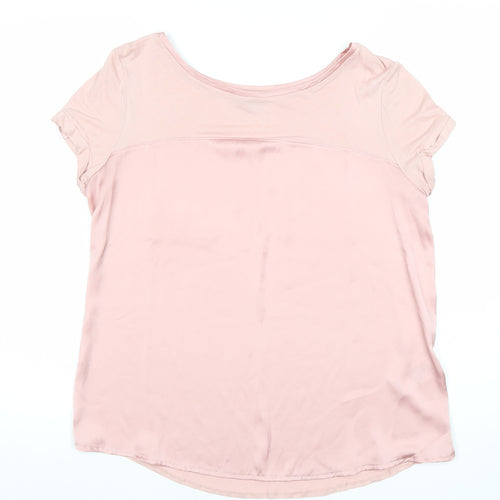 River Island Womens Pink Size 14 Scoop Neck Short Sleeve Top
