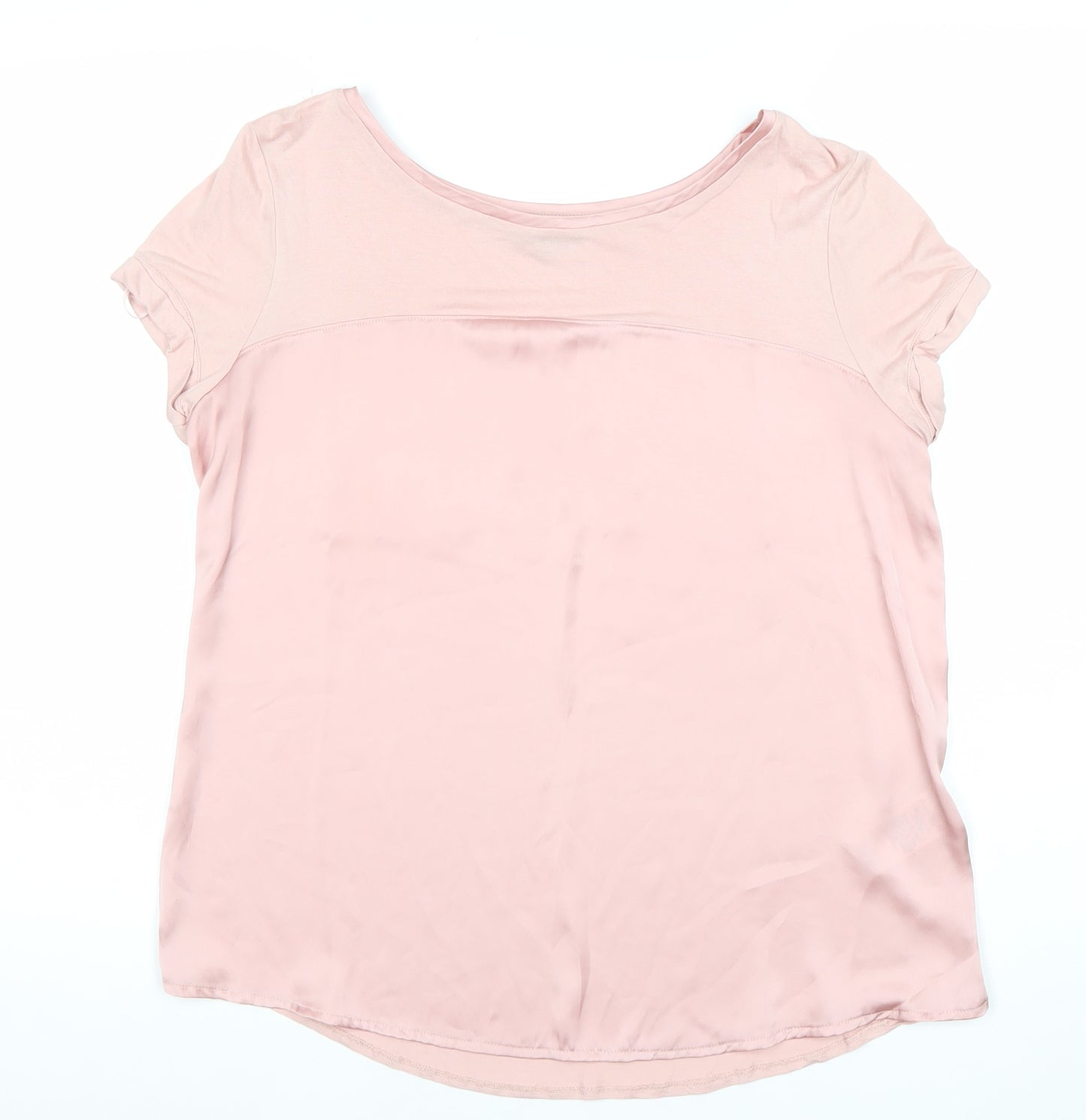River Island Womens Pink Size 14 Scoop Neck Short Sleeve Top