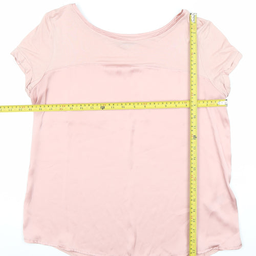 River Island Womens Pink Size 14 Scoop Neck Short Sleeve Top