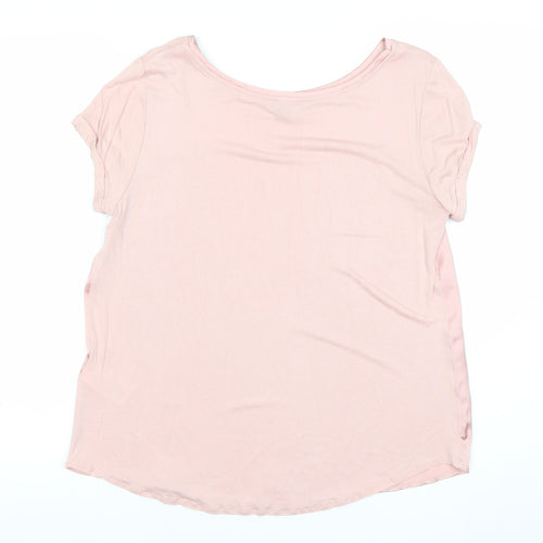 River Island Womens Pink Size 14 Scoop Neck Short Sleeve Top