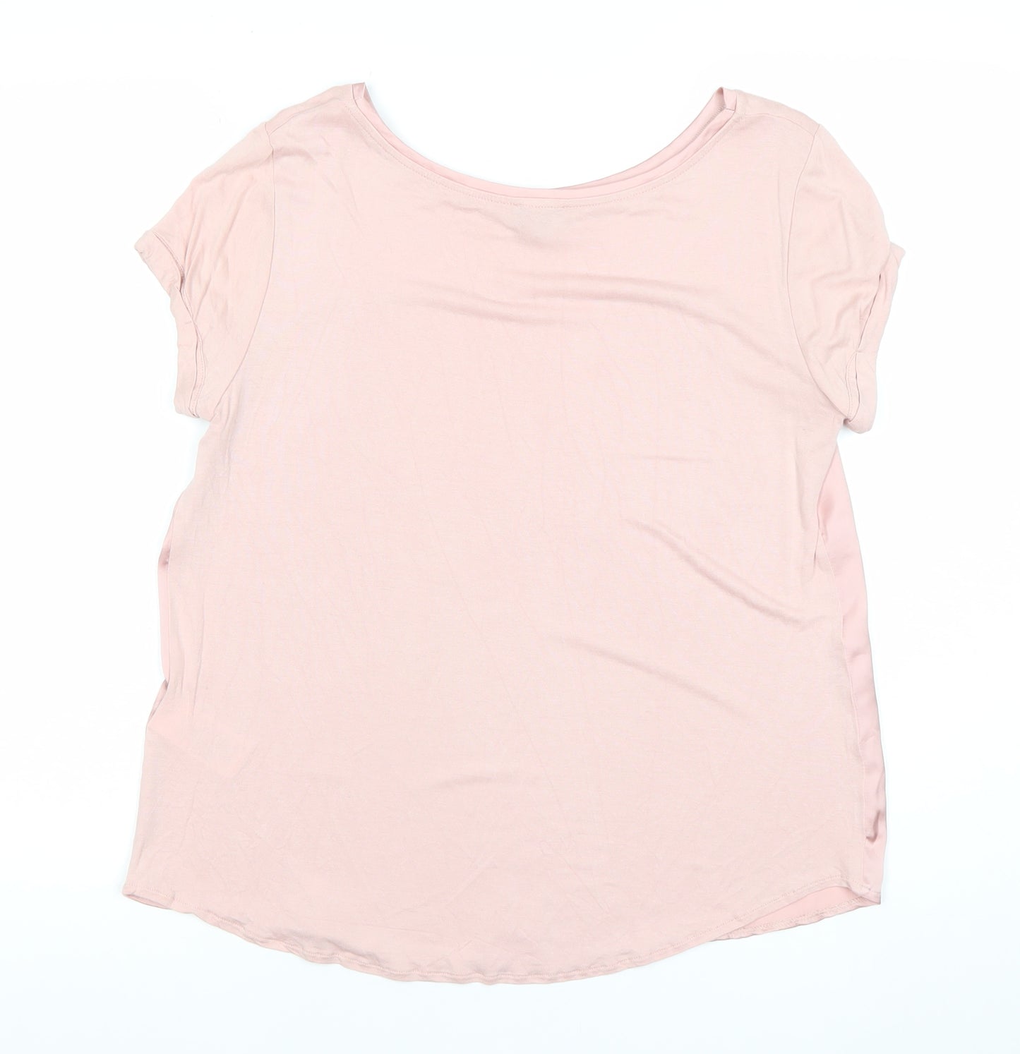 River Island Womens Pink Size 14 Scoop Neck Short Sleeve Top
